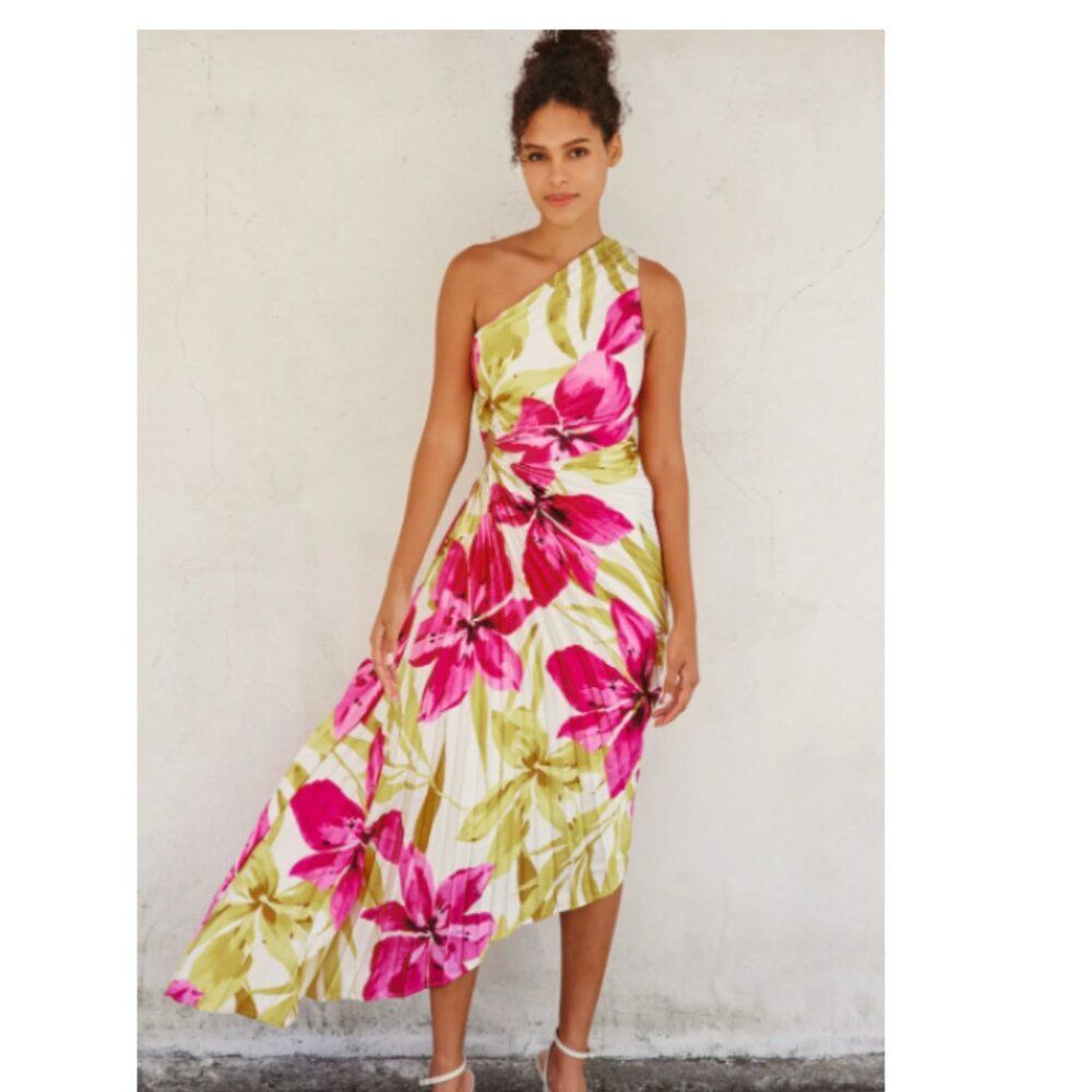 NWT Dress Forum One Shoulder Midi Dress